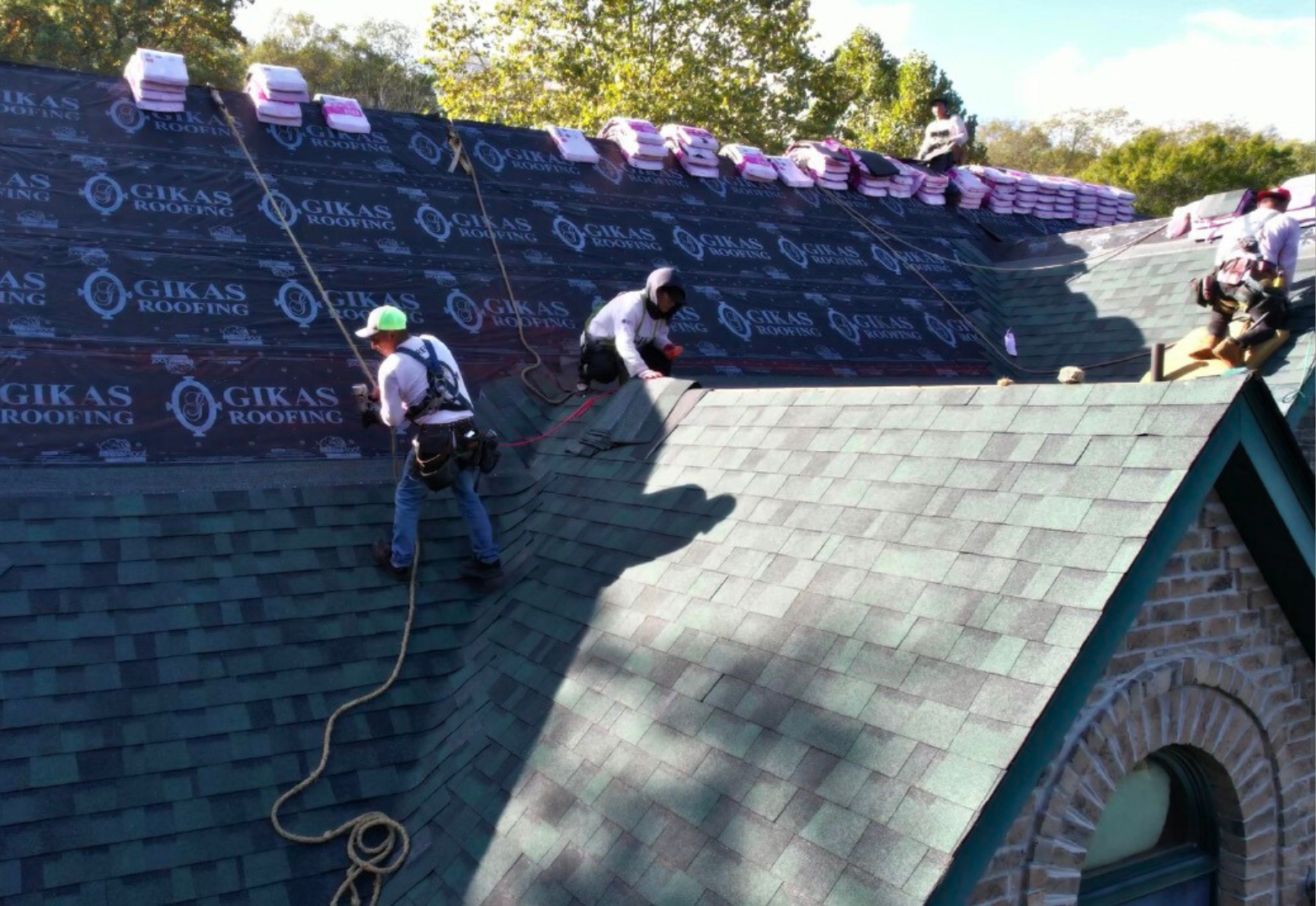 Gikas Roofing crew at work