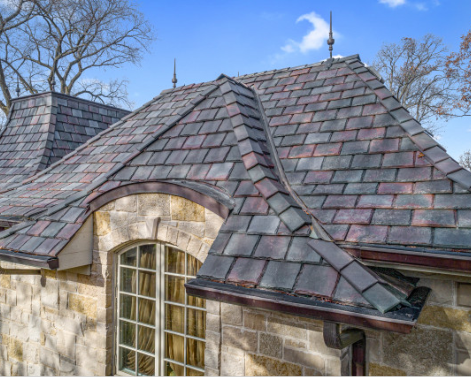Premium synthetic slate roof enhancing curb appeal